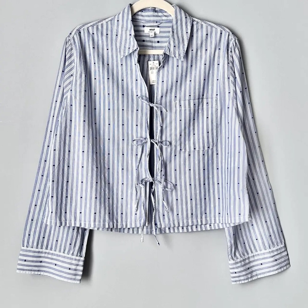 Aerie Blue and White Striped Top